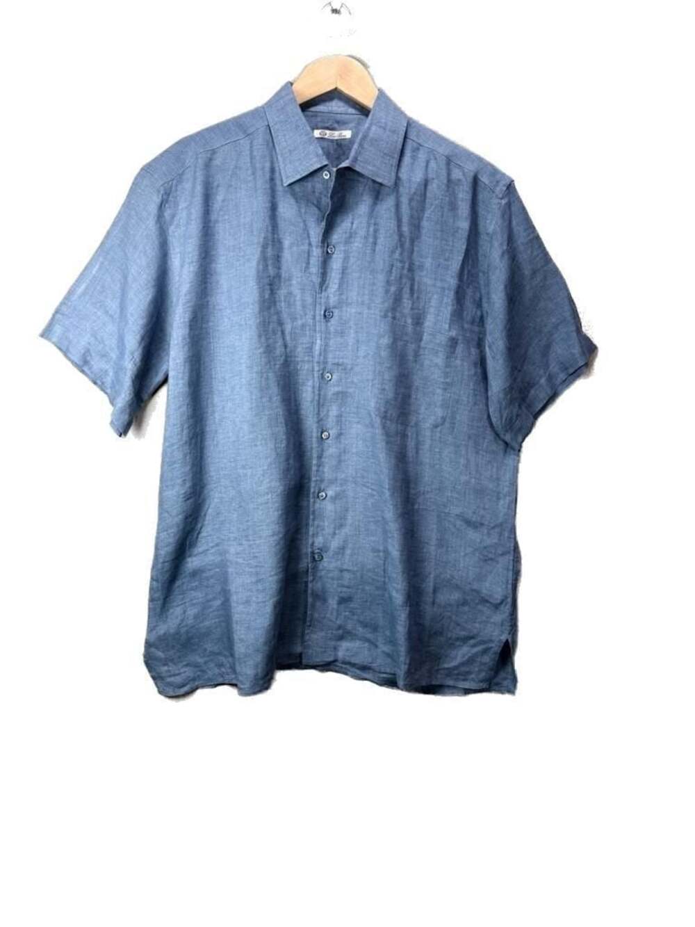 Loro Piana Blue 100% Linen Short Sleeve Button Down Shirt Size XXL - Picture 2 of 9